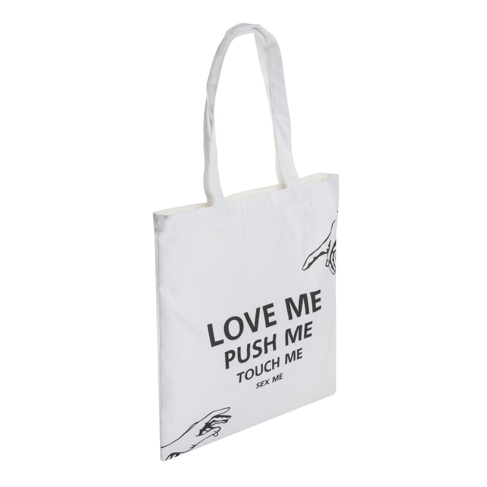 Сумка-шоппер, 38x42см, "Люби меня", внутренний карман, длинные ручки 58 см, полиэстер под ткань, арт.№ 090-080