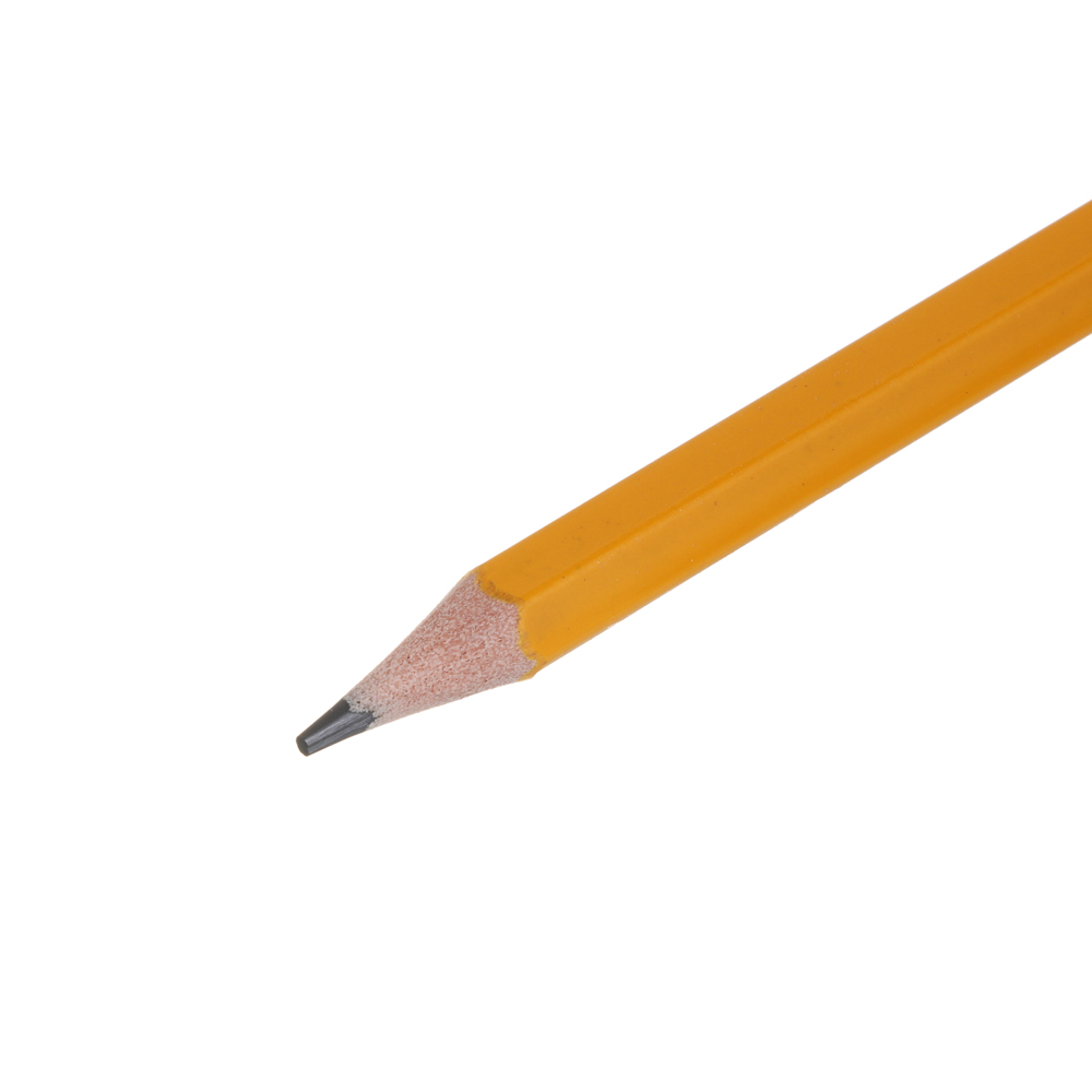 Карандаш чернографитный ClipStudio без ластика, HB, шестигранный желтый пластиковый корпус 17,5см, арт.№ 605-055