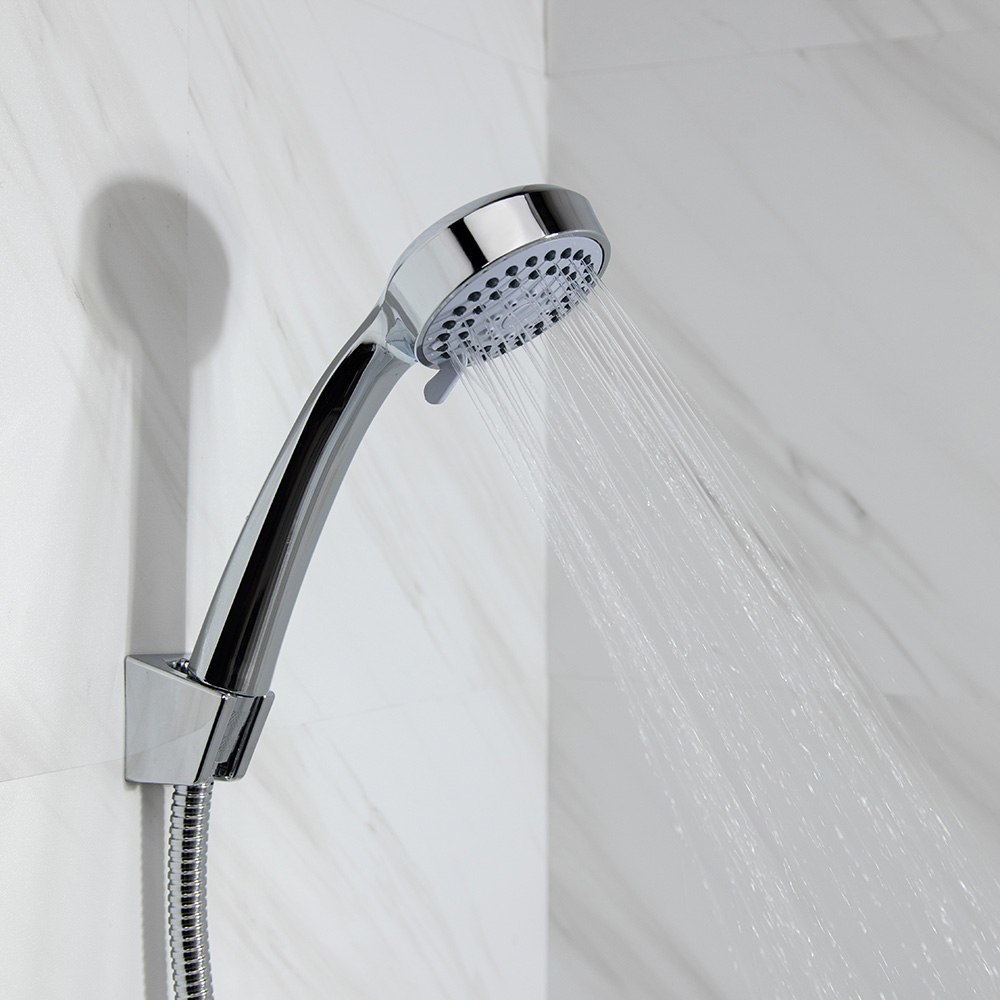 RAIN Смеситель для ванны Уран, прямой излив 35см, кранбуксы 1/2, душ. набор, ромб, латунь, хром, арт.№ 561-002