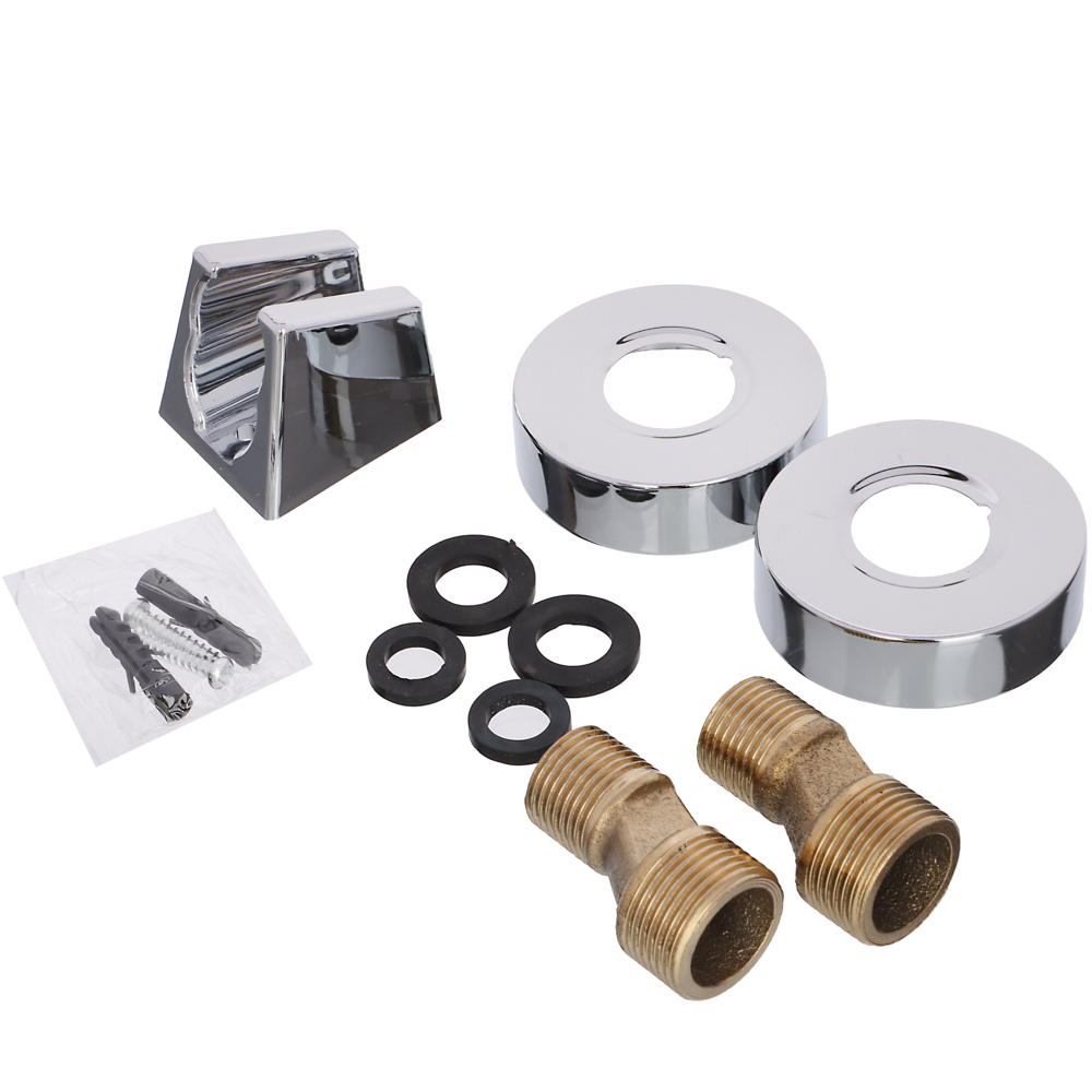 RAIN Смеситель для ванны Уран, прямой излив 35см, кранбуксы 1/2, душ. набор, ромб, латунь, хром, арт.№ 561-002