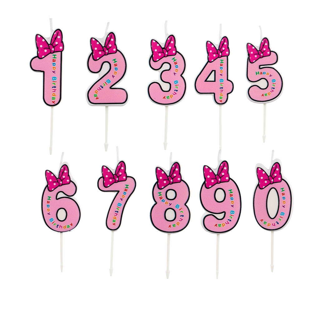 FNtastic Свеча для торта в форме цифр, парафин (0-9), с бантиком, арт.№ 506-204