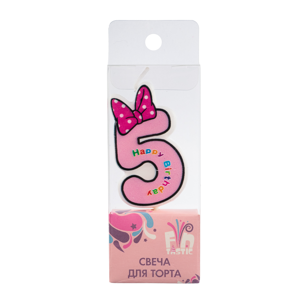 FNtastic Свеча для торта в форме цифр, парафин (0-9), с бантиком, арт.№ 506-204