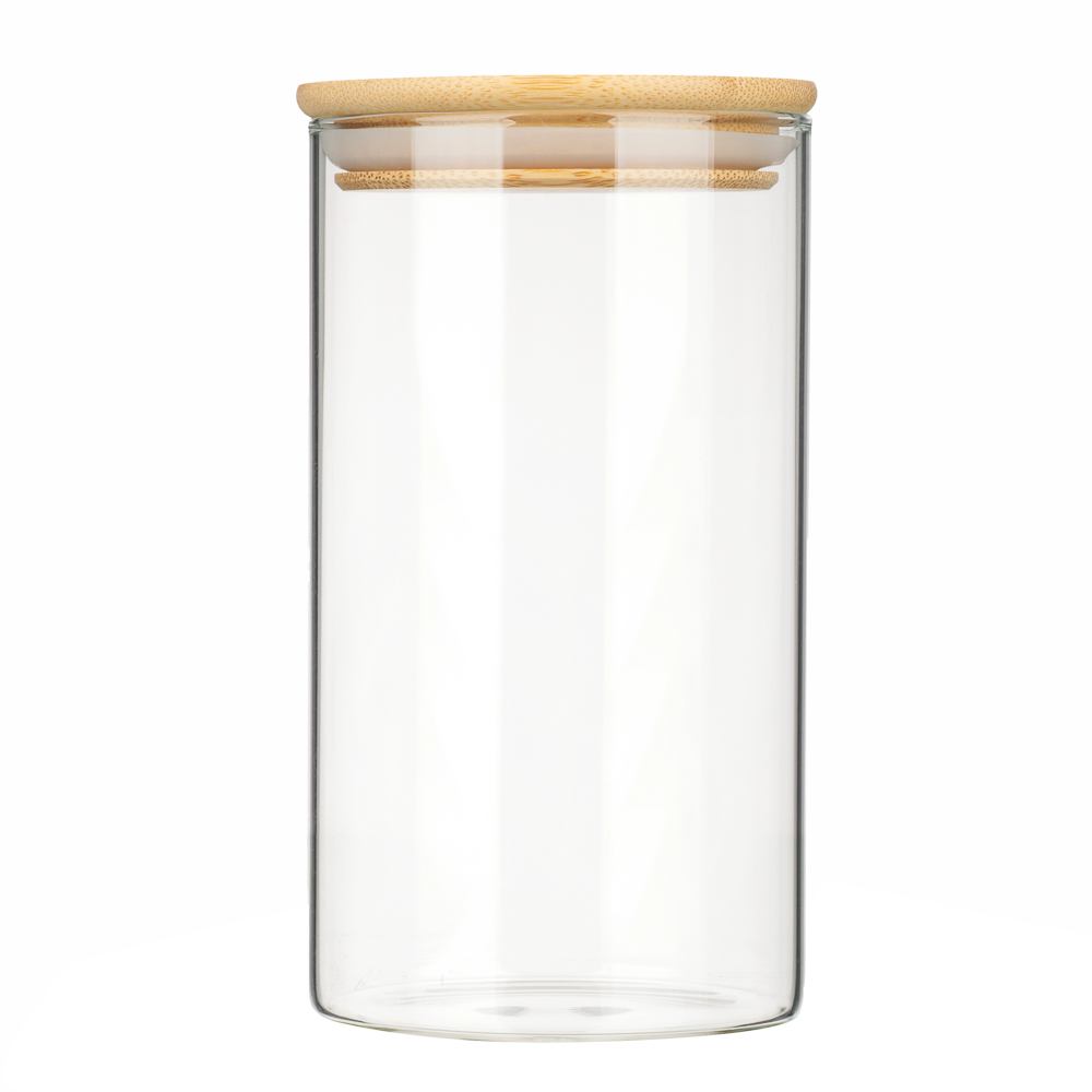 VETTA ЭКО Эллипс Банка для хранения 700мл, 15х8,5см, стекло, бамбук, арт.№ 828-319