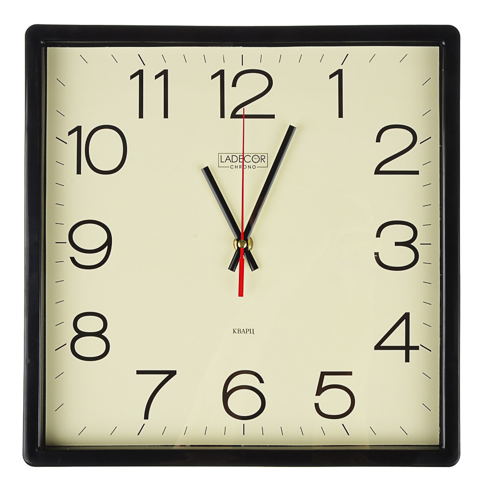 LADECOR CHRONO Часы настенные квадратные, 30х30см, пластик, 3 дизайна, арт.№ 581-810