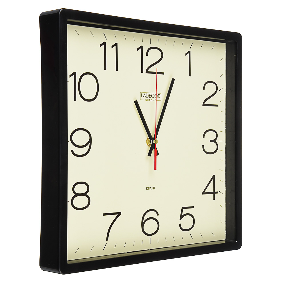 LADECOR CHRONO Часы настенные квадратные, 30х30см, пластик, 3 дизайна, арт.№ 581-810