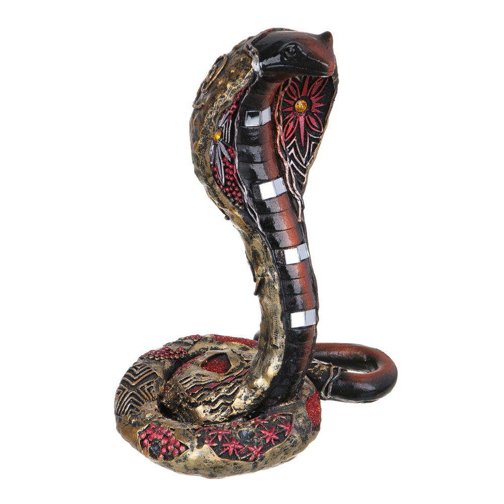 СНОУ БУМ Сувенир "Кобра" в этническом стиле, 15,5х10,5х20 см, полистоун, стразы, цвет венге, арт.№ 398-811