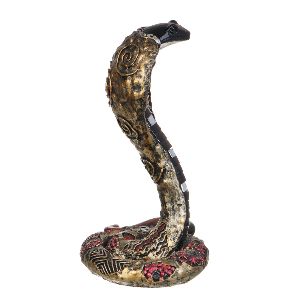 СНОУ БУМ Сувенир "Кобра" в этническом стиле, 15,5х10,5х20 см, полистоун, стразы, цвет венге, арт.№ 398-811