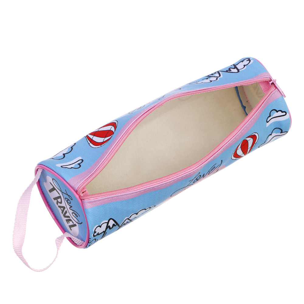 ТРЕВЕЛ Пенал мягкий круглый, 21х7х7см, ПВХ, с ручкой, с антисминаемым вкладышем, арт.№ 238-368