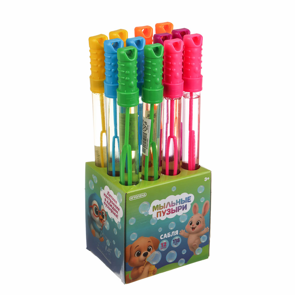 Мыльные пузыри с ручкой "Сабля", ИГРОЛЕНД, PP, PET, мыл. раствор 118мл., арт.№ 460-049