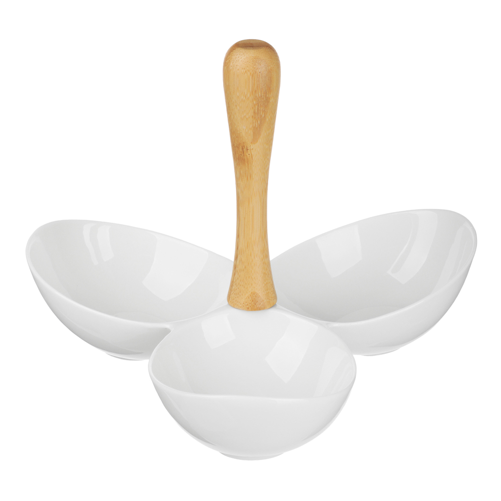 Менажница тм MILLIMI, 22,5х20.5х16см, фарфор, бамбук, арт.№ 816-279