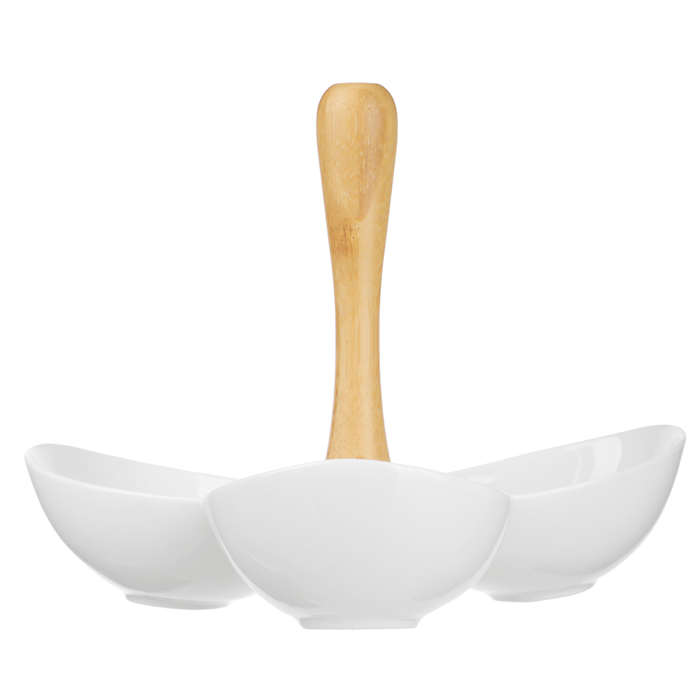 Менажница тм MILLIMI, 22,5х20.5х16см, фарфор, бамбук, арт.№ 816-279