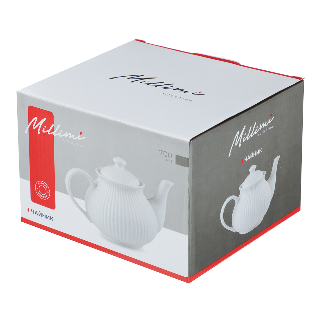 Чайник тм MILLIMI, 700мл, фарфор, белый, арт.№ 816-280