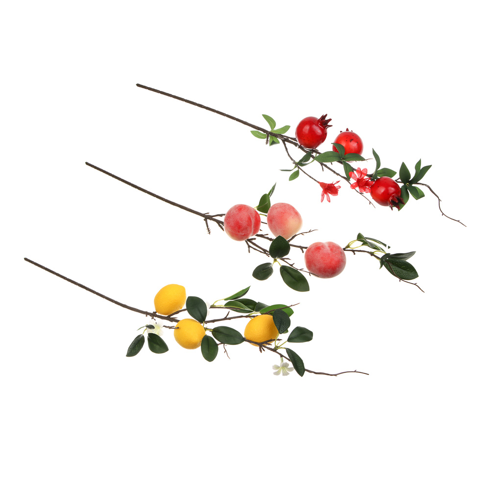 Ветка декоративная тм LADECOR "Фрукты" арт 1, 60 см, пенопласт, текстиль, 3 вида, арт.№ 409-191