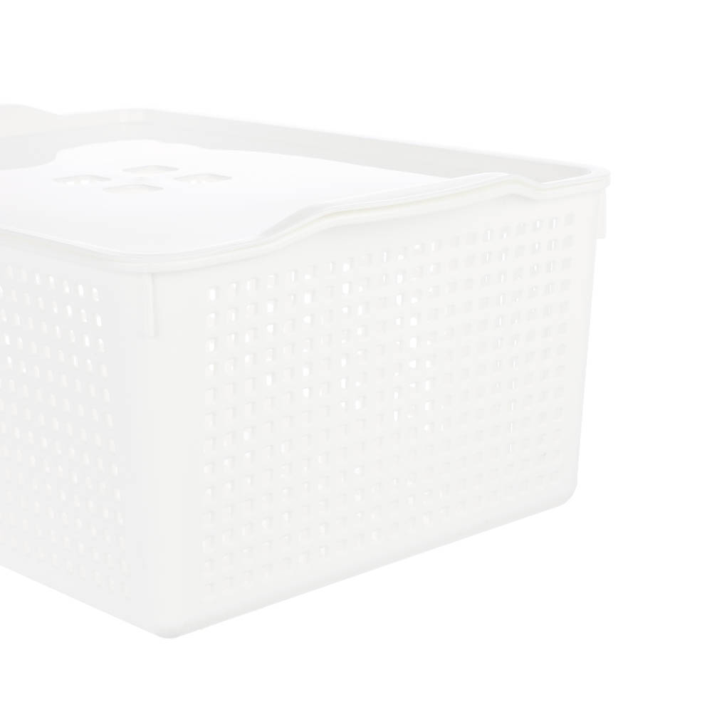 Корзинка Лофт 13л 395х272х168 мм с крышкой белый, серый, арт.№ 457-854