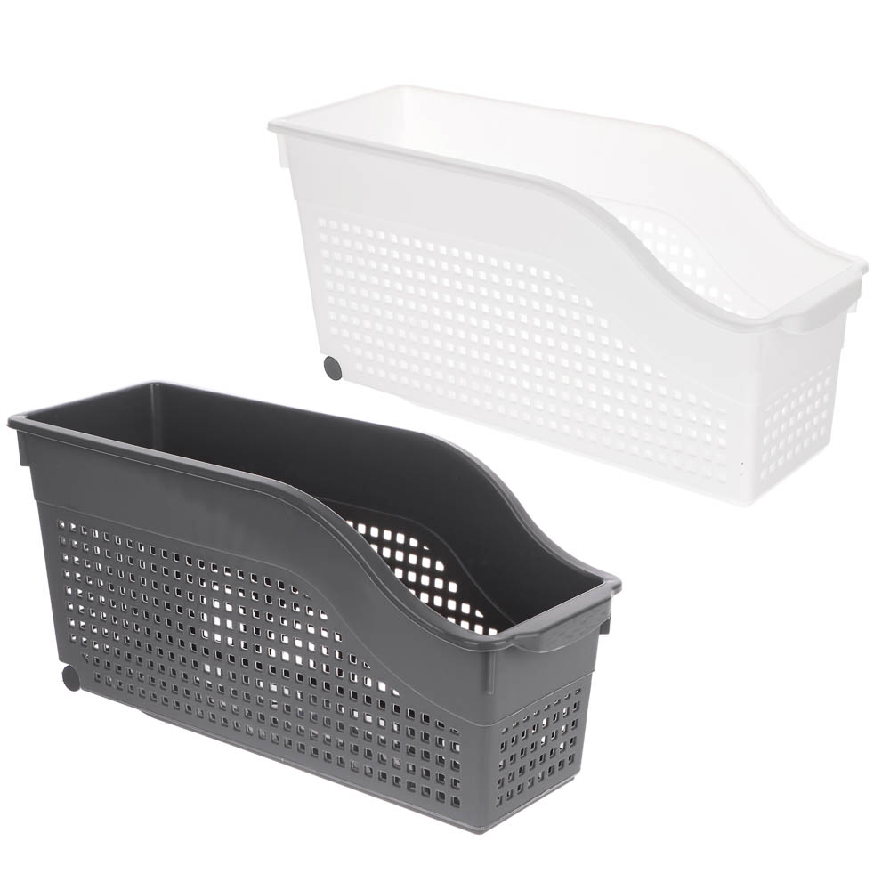 Контейнер Лофт хозяйственный на колесах узкий 355х130х170 мм белый, серый, арт.№ 457-857