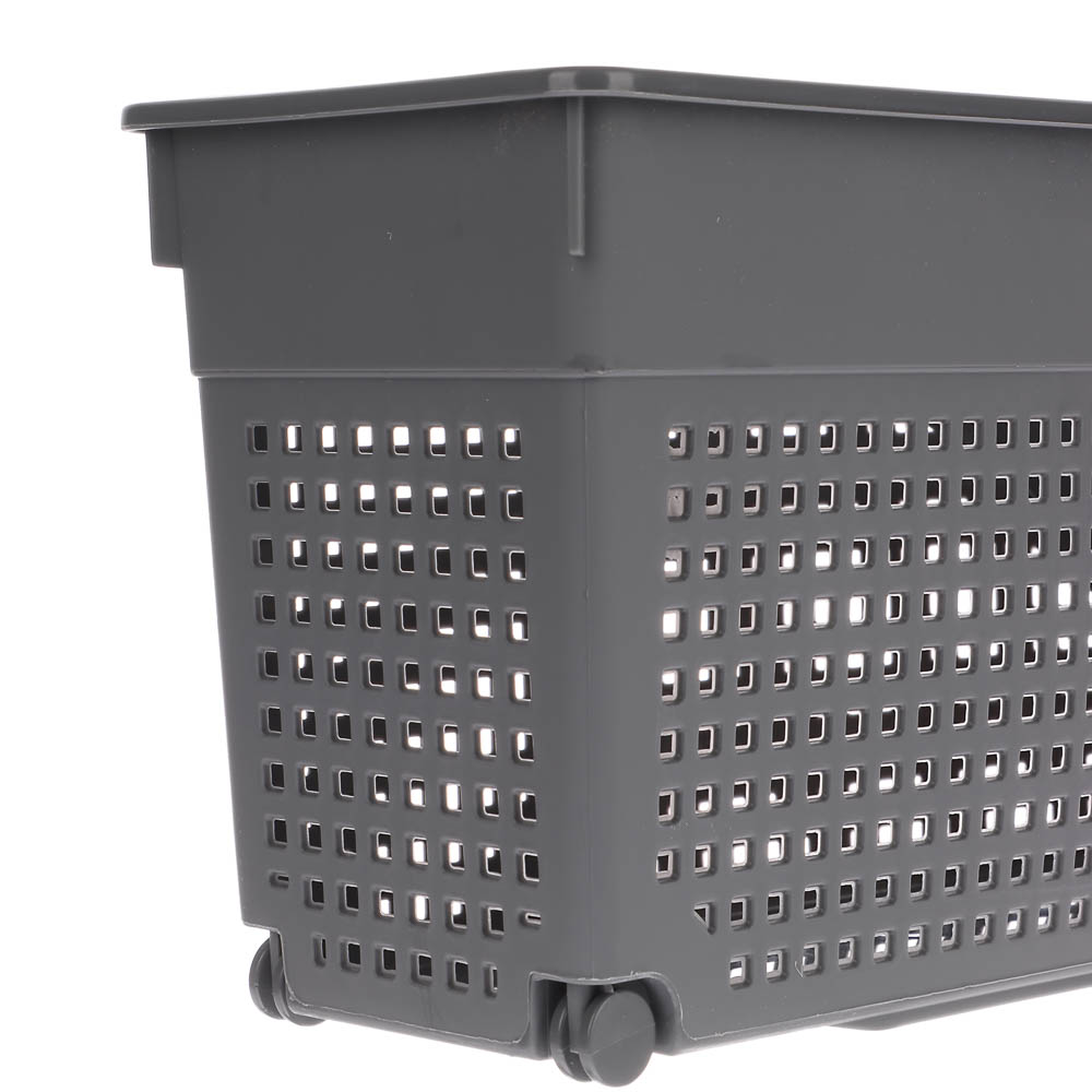 Контейнер Лофт хозяйственный на колесах узкий 355х130х170 мм белый, серый, арт.№ 457-857