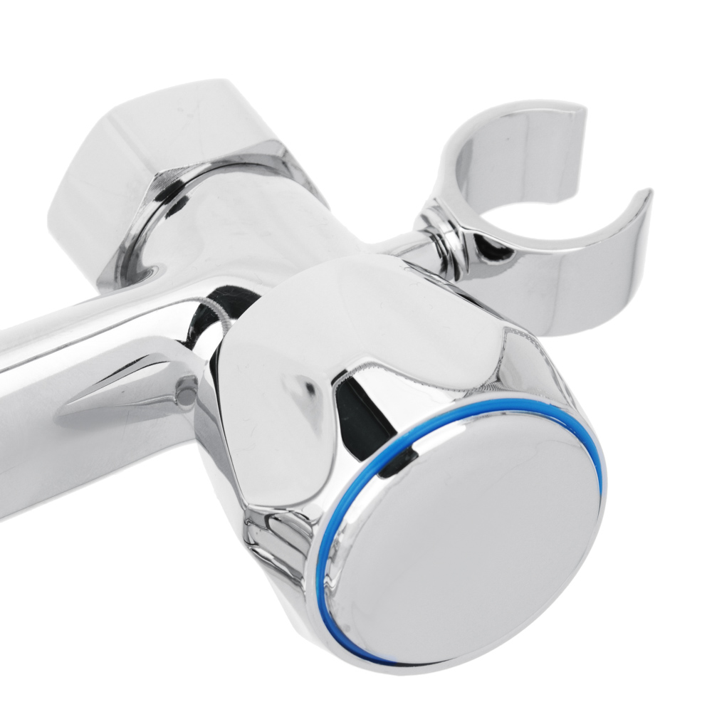 RAIN Смеситель для ванны Уран, прямой излив 35см, керам. кран-буксы 1/2, душ. набор, латунь, хром, арт.№ 561-311