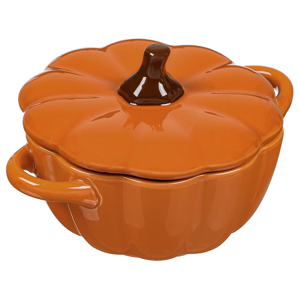 BY COLLECTION Тыква Кастрюля с крышкой для запекания и сервировки, керамика, 15х11,5х8см, 300мл, арт.№ 826-368