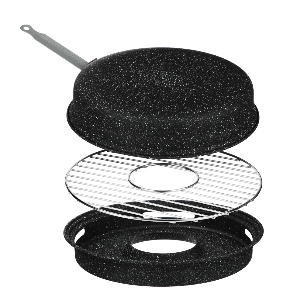 SATOSHI Сковорода гриль-газ 33см, , угл.сталь, антипригарное покрытие, арт.№ 846-004