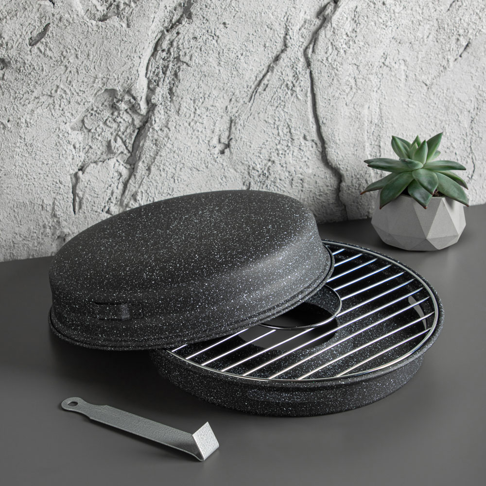 SATOSHI Сковорода гриль-газ 33см, , угл.сталь, антипригарное покрытие, арт.№ 846-004