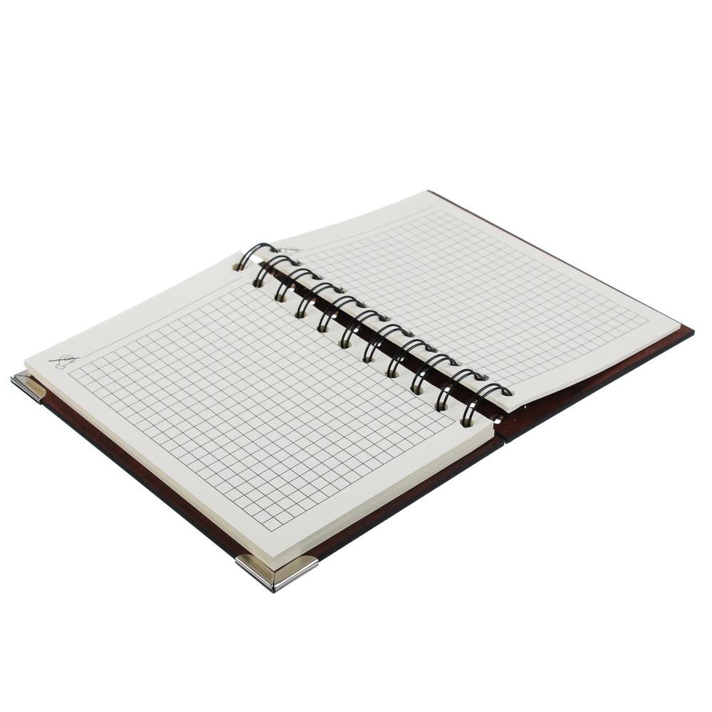 Записная книжка 94л, тверд.обл.из МДФ, спираль, углы под металл, клетка, 14,8х12см, 2 дизайна, арт.№ 574-022