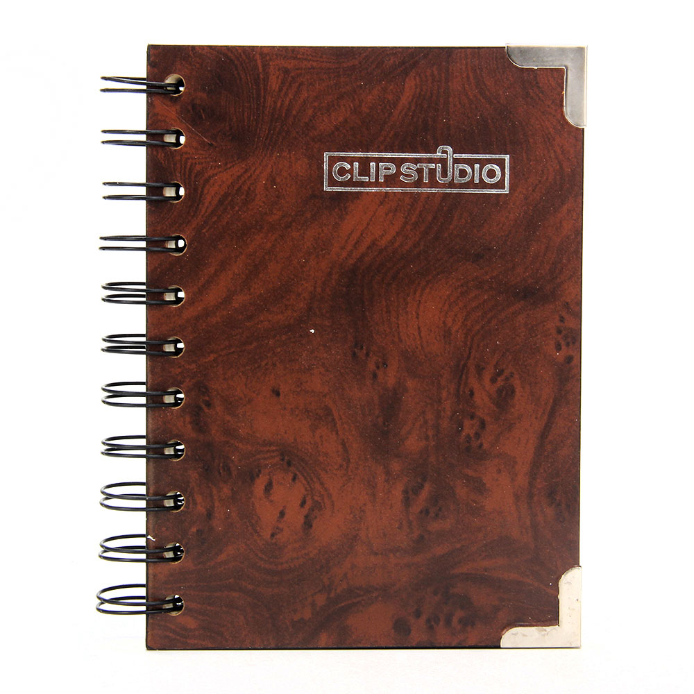 Записная книжка 94л, тверд.обл.из МДФ, спираль, углы под металл, клетка, 14,8х12см, 2 дизайна, арт.№ 574-022