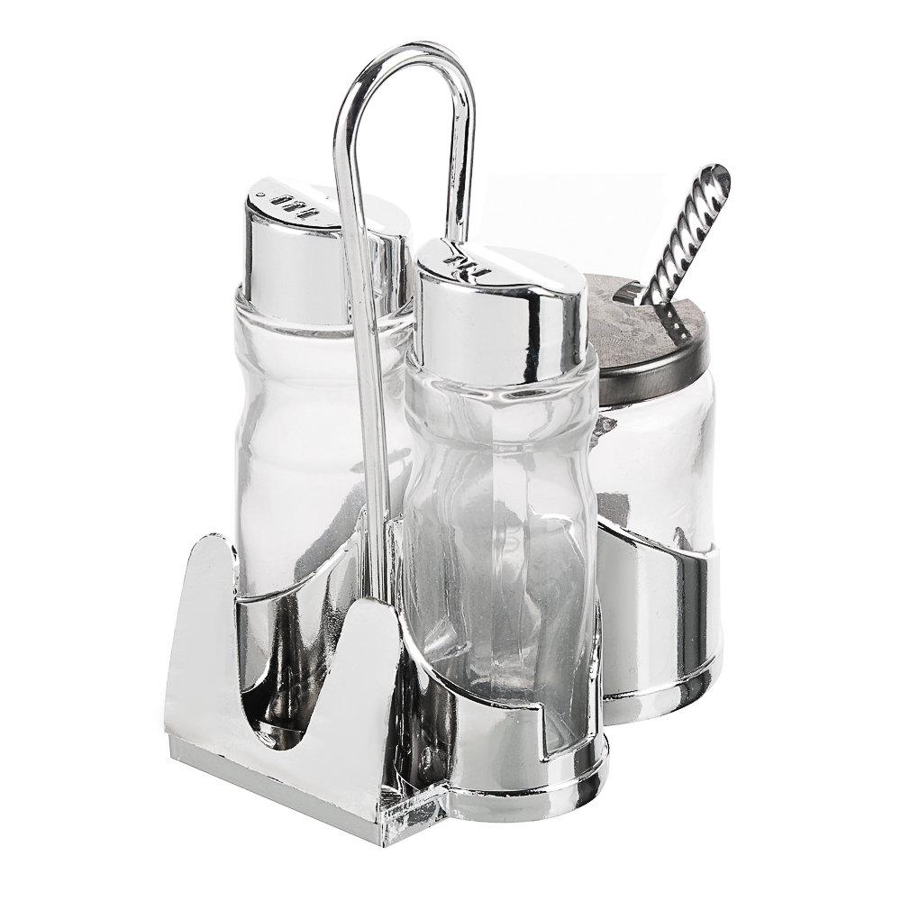 Набор для соли, перца и горчицы с салфетницей "Комфорт", h13см, арт.№ 828-145