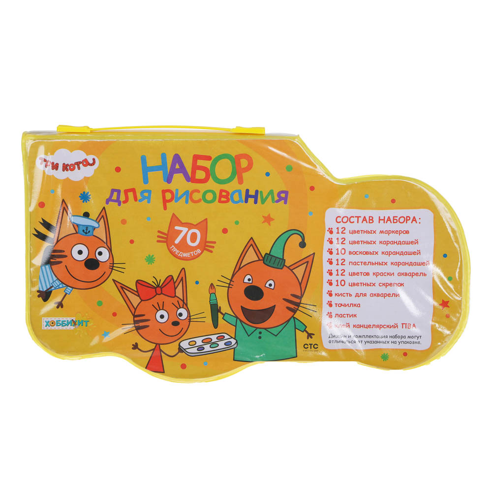 ХОББИХИТ Набор для рисования "ТРИ КОТА" 70пр., картон, дер., пластик, бумага, 37,3х21,5х3,7см, арт.№ 284-299