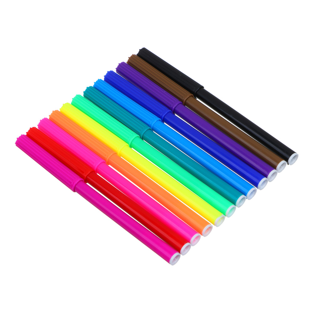 ТРЕВЕЛ Фломастеры 12 цветов, с цвет. вентилир. колпачком, большие, смываемые, пл., ПВХ пенал, арт.№ 256-280