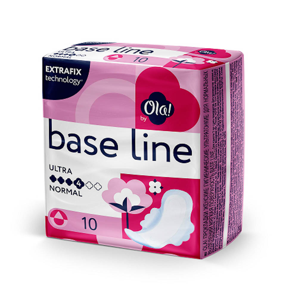 Прокладки гигиенические OLA! нормал Base Line, мягкая поверхность, п/э, 10шт, арт.№ 941-058
