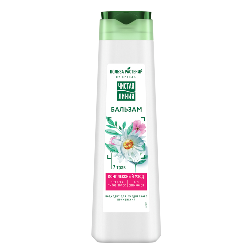 Бальзам-ополаскиватель ЧИСТАЯ ЛИНИЯ для всех типов волос, п/б, 370мл, арт.№ 971-027