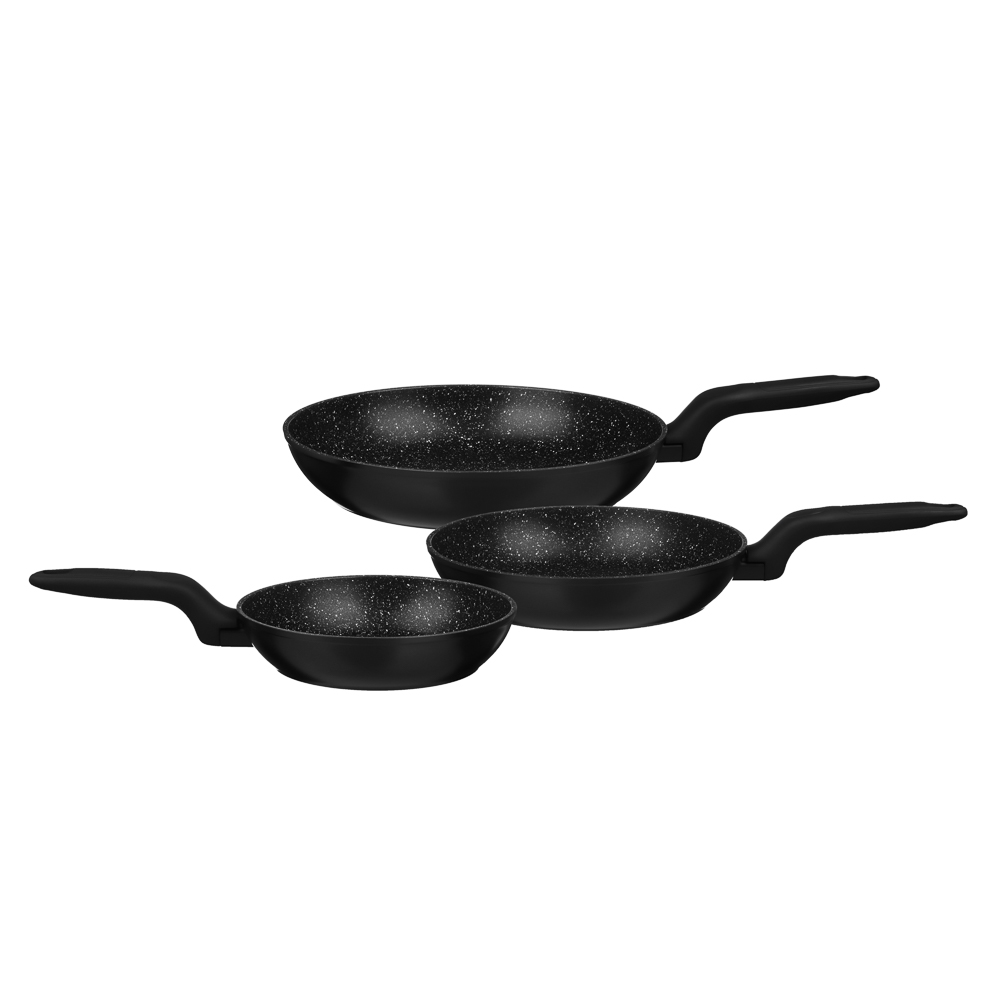 SATOSHI Стоун Набор сковород литых 3пр., d20, 24, 28см, антипригарное покрытие Мрамор, арт.№ 846-440