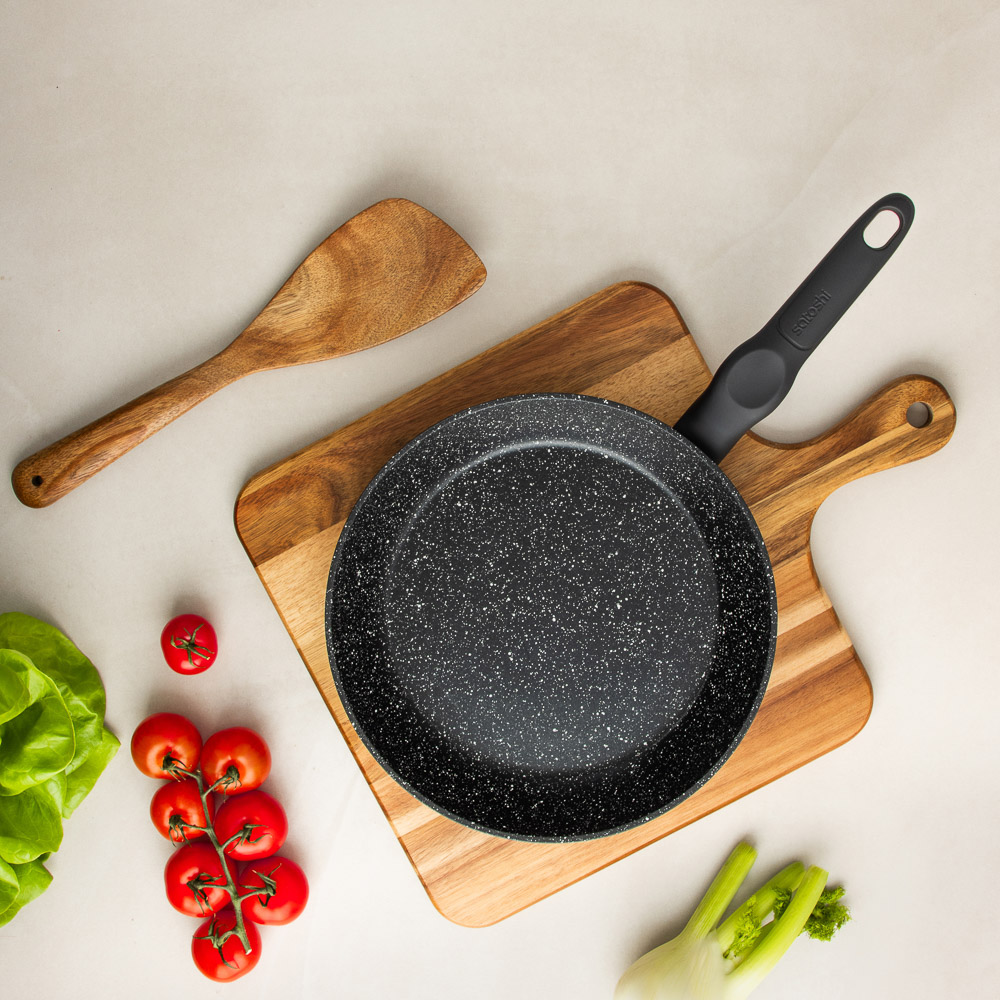 SATOSHI Стоун Набор сковород литых 3пр., d20, 24, 28см, антипригарное покрытие Мрамор, арт.№ 846-440