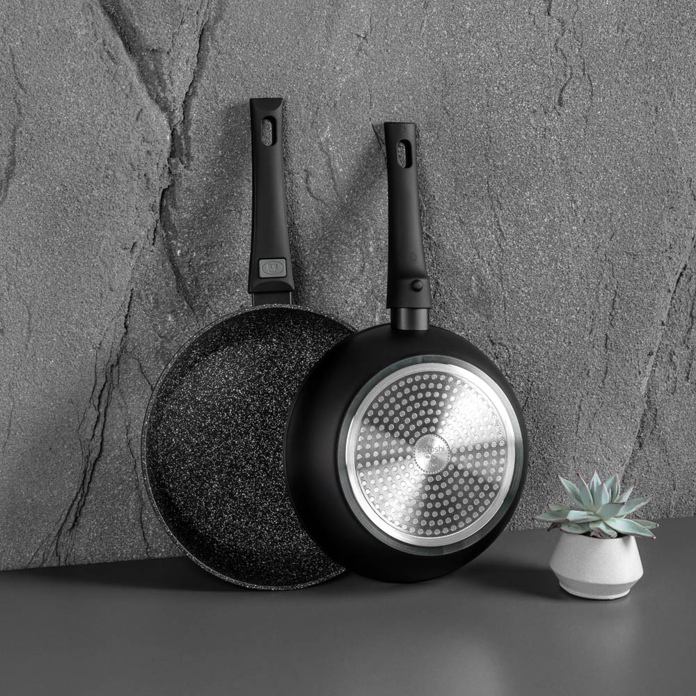 SATOSHI Оникс Сковорода глубокая литая d26см, антипригарное покрытие "мрамор", съемная ручка, индукц, арт.№ 846-318