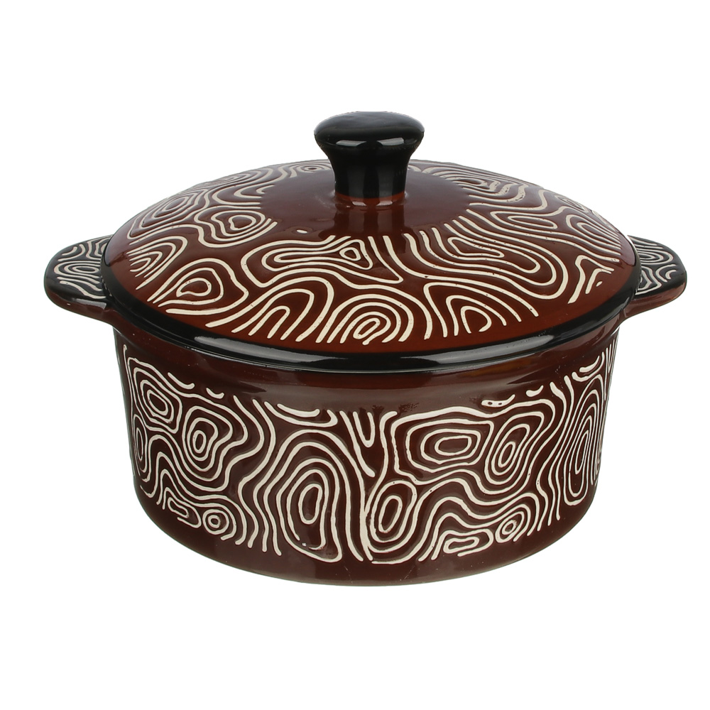 MILLIMI Горшочек с крышкой для запекания и сервировки, керамика, 16,5х13,5х10см, 480мл, шоколад, арт.№ 826-323