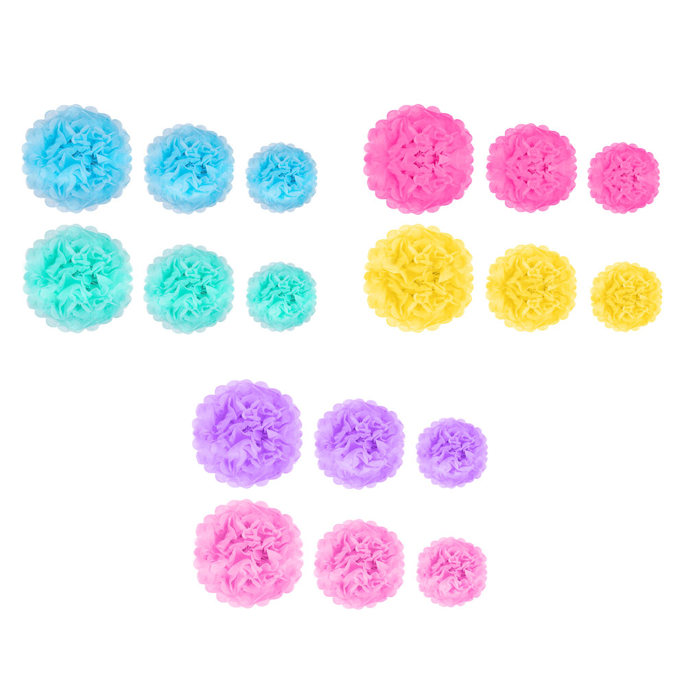 FNtastic Подвеска-помпон 15см, 20см, 25см, 6шт, бумага, арт.№ 521-104