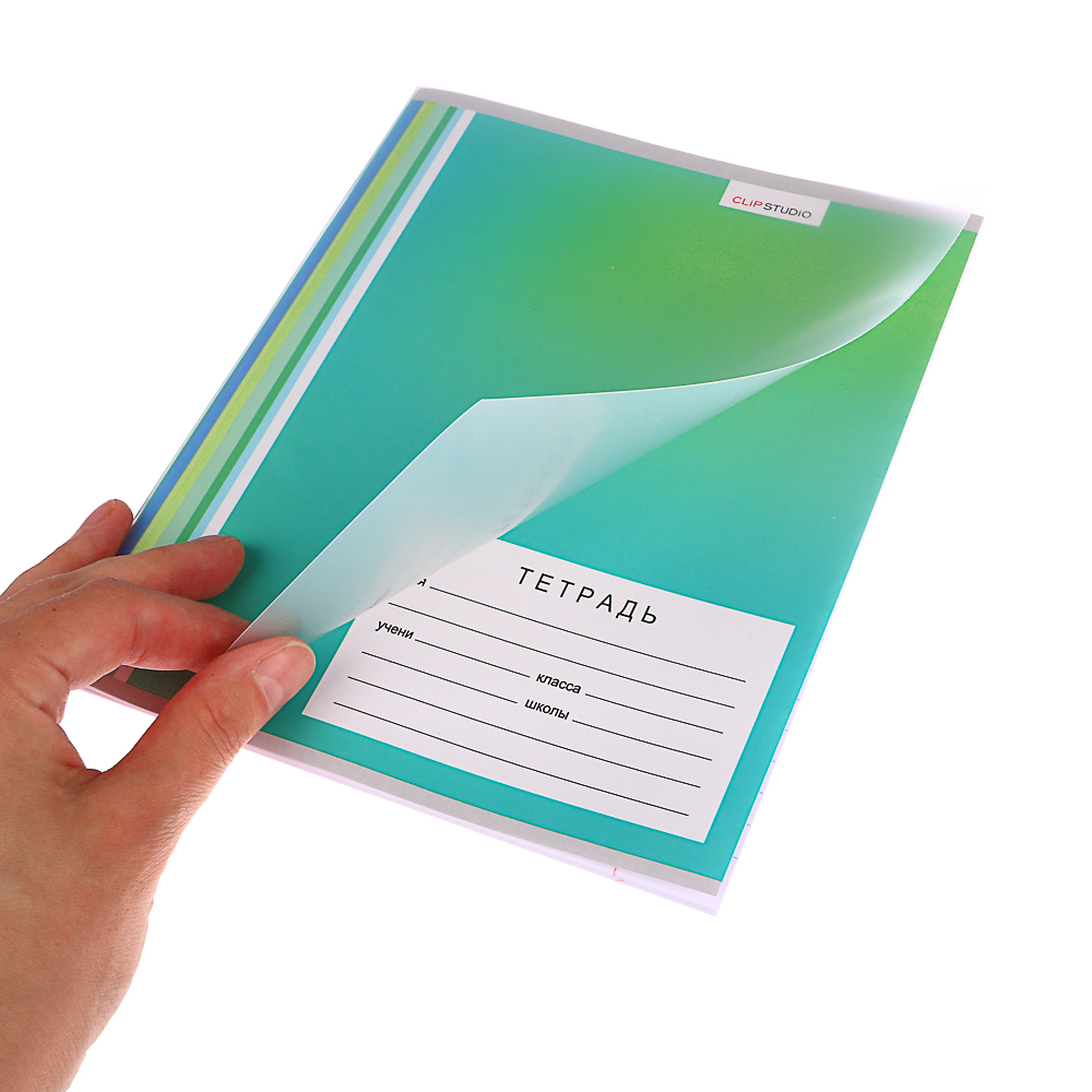 Тетрадь школьная 24л. ClipStudio в линейку, БЕЛЫЕ ЛИСТЫ, скрепка, обложка пластик, арт.№ 579-017