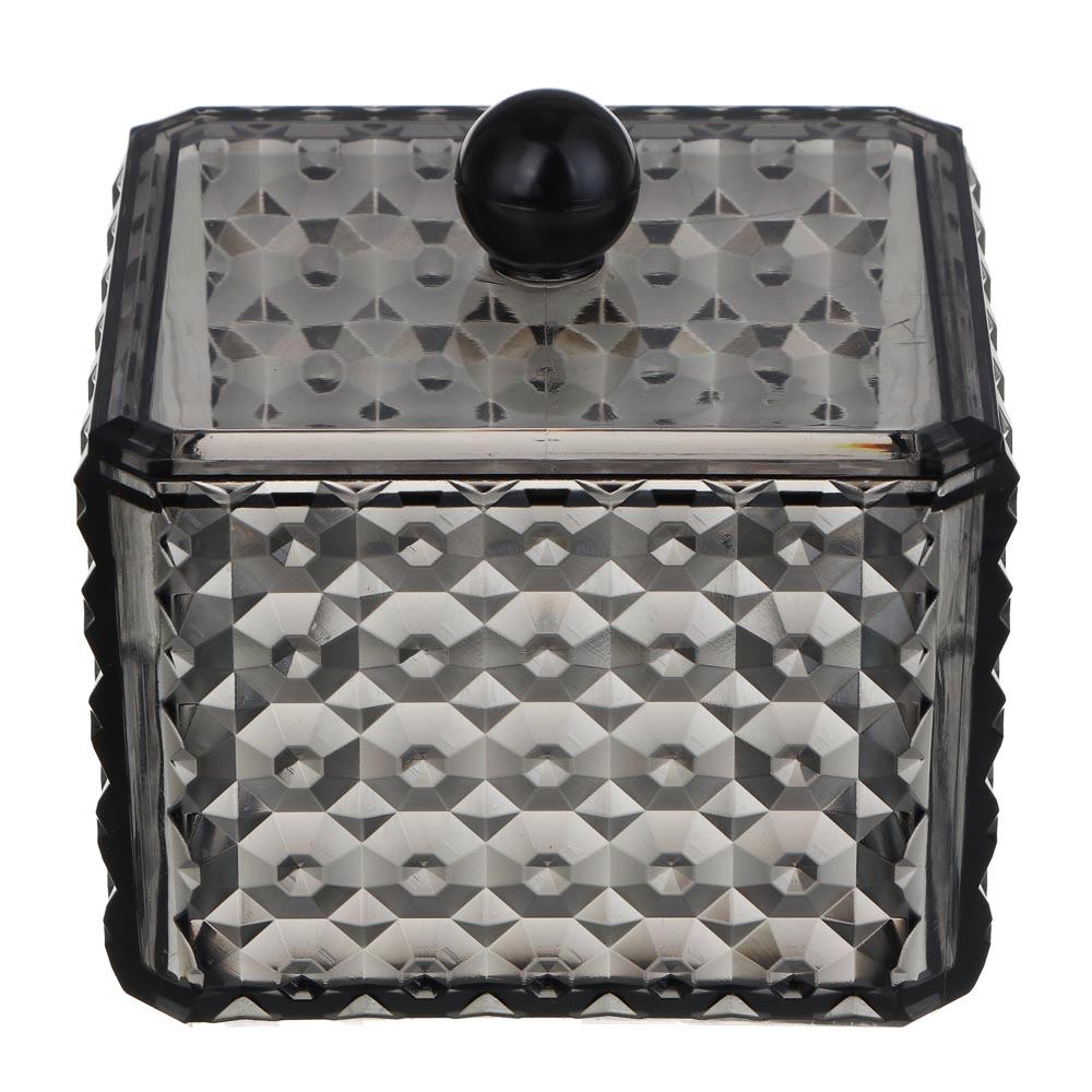 ЮНИLOOK Органайзер косметический прозрачный с крышкой, 9,5х9,5х6,5см, PS, черный, ВЗ24-30, арт.№ 357-315