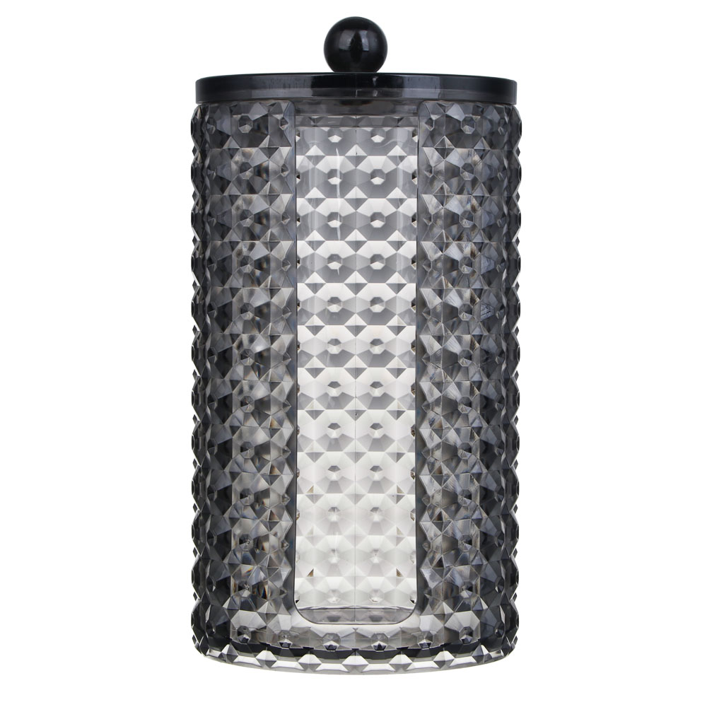 ЮНИLOOK Органайзер для ватных дисков прозрачный с крышкой, 10х7,5х17см, PS, черный, ВЗ24-31, арт.№ 357-316