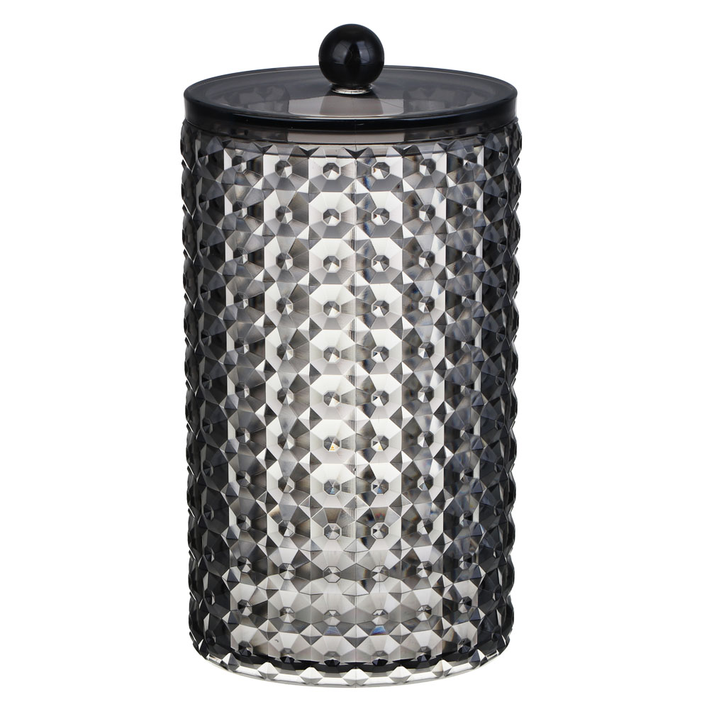 ЮНИLOOK Органайзер для ватных дисков прозрачный с крышкой, 10х7,5х17см, PS, черный, ВЗ24-31, арт.№ 357-316