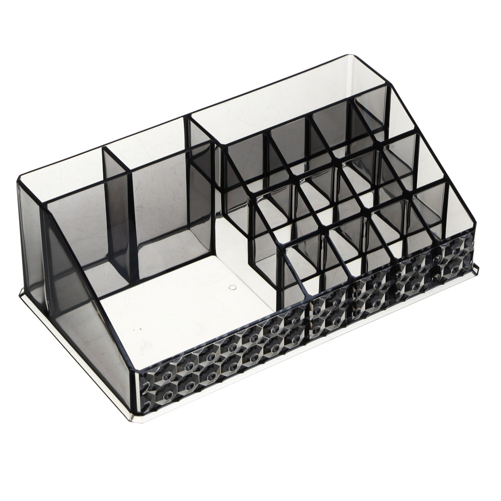 ЮНИLOOK Органайзер для декоративной косметики прозрачный, 22,4х12,6х8см, PS, черный, ВЗ24-32, арт.№ 357-317