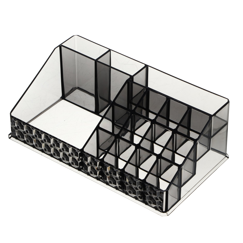 ЮНИLOOK Органайзер для декоративной косметики прозрачный, 22,4х12,6х8см, PS, черный, ВЗ24-32, арт.№ 357-317