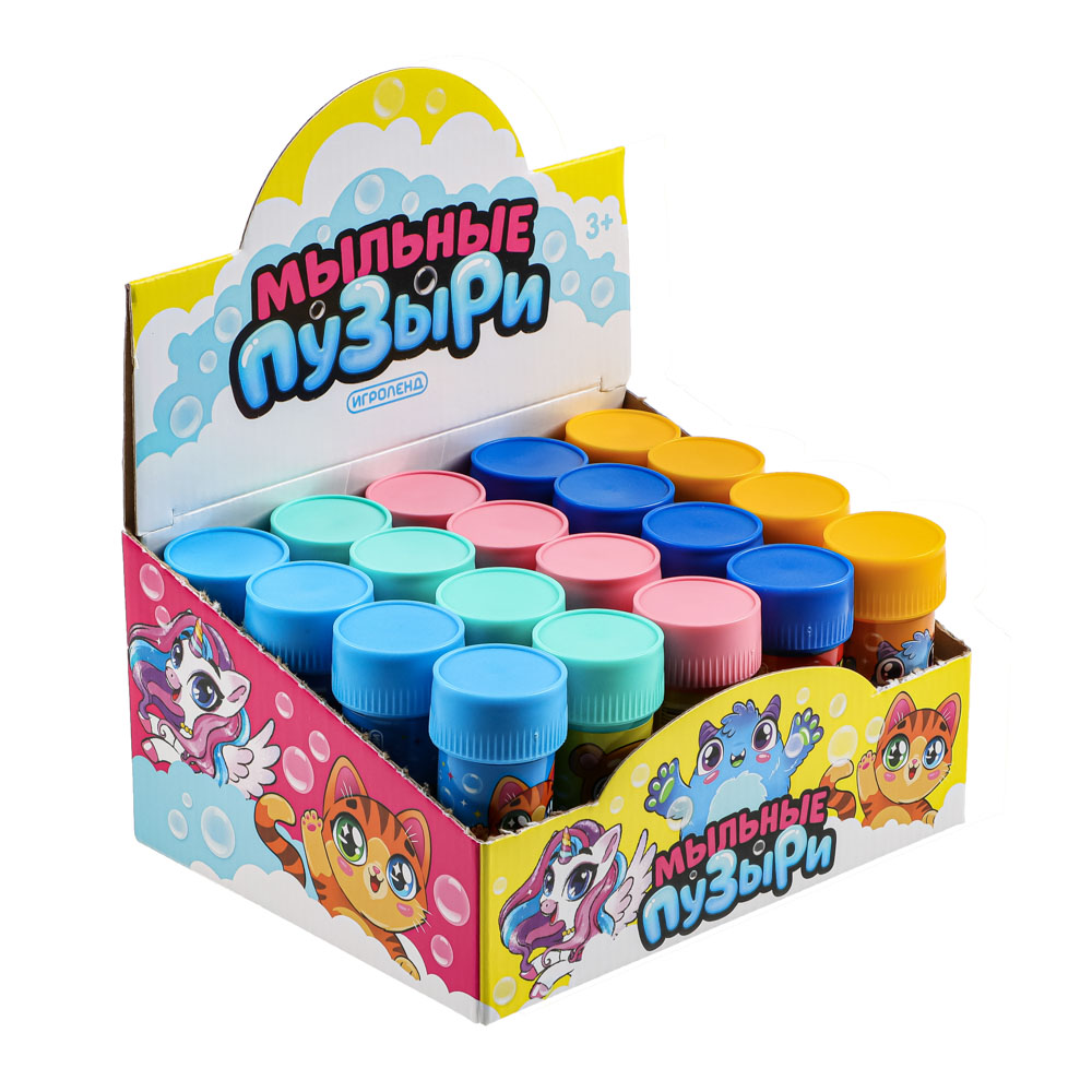 ИГРОЛЕНД Мыльные пузыри "Мультфильмы", 35мл, мыльный раствор, пластик, арт.№ 460-012