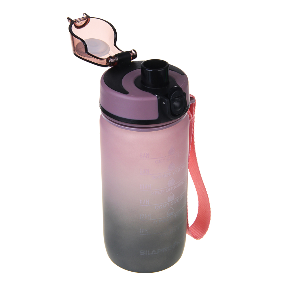 SILAPRO MAX Бутылка спортивная с замком, ULTIMATE GREY -ELDERBERRY, 550мл, РС, арт.№ 088-074