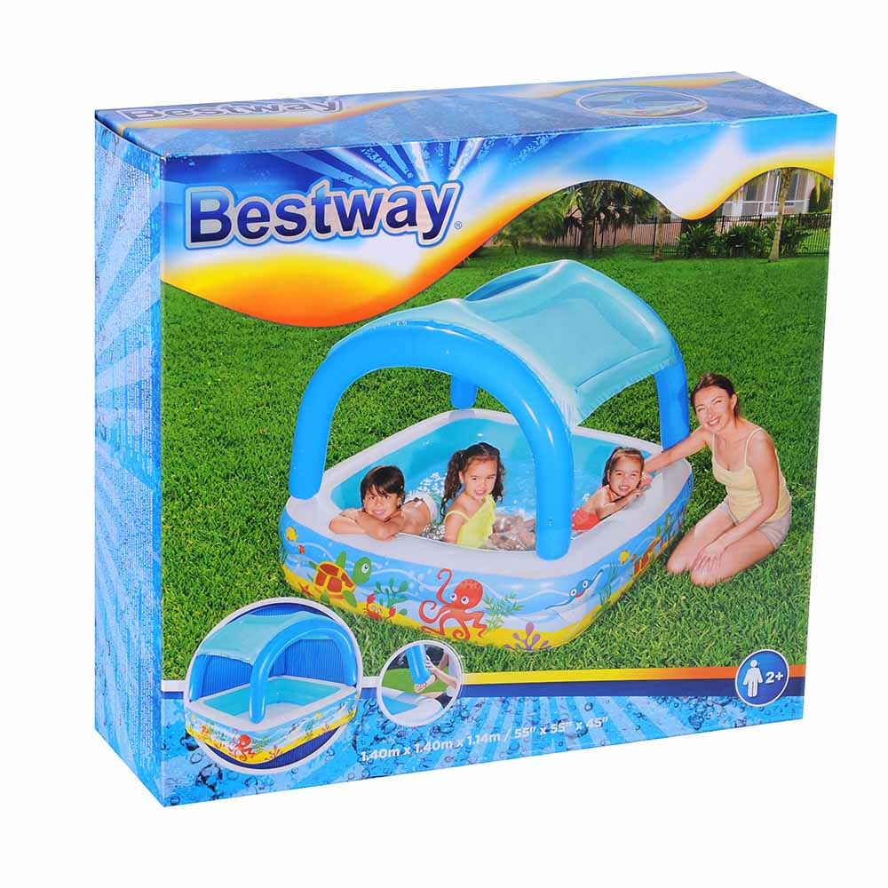 BESTWAY Игровой бассейн с солнцезащитным тентом BEACH BUDDY, от 2 лет, 140х140х114см, 52192, арт.№ 013-015