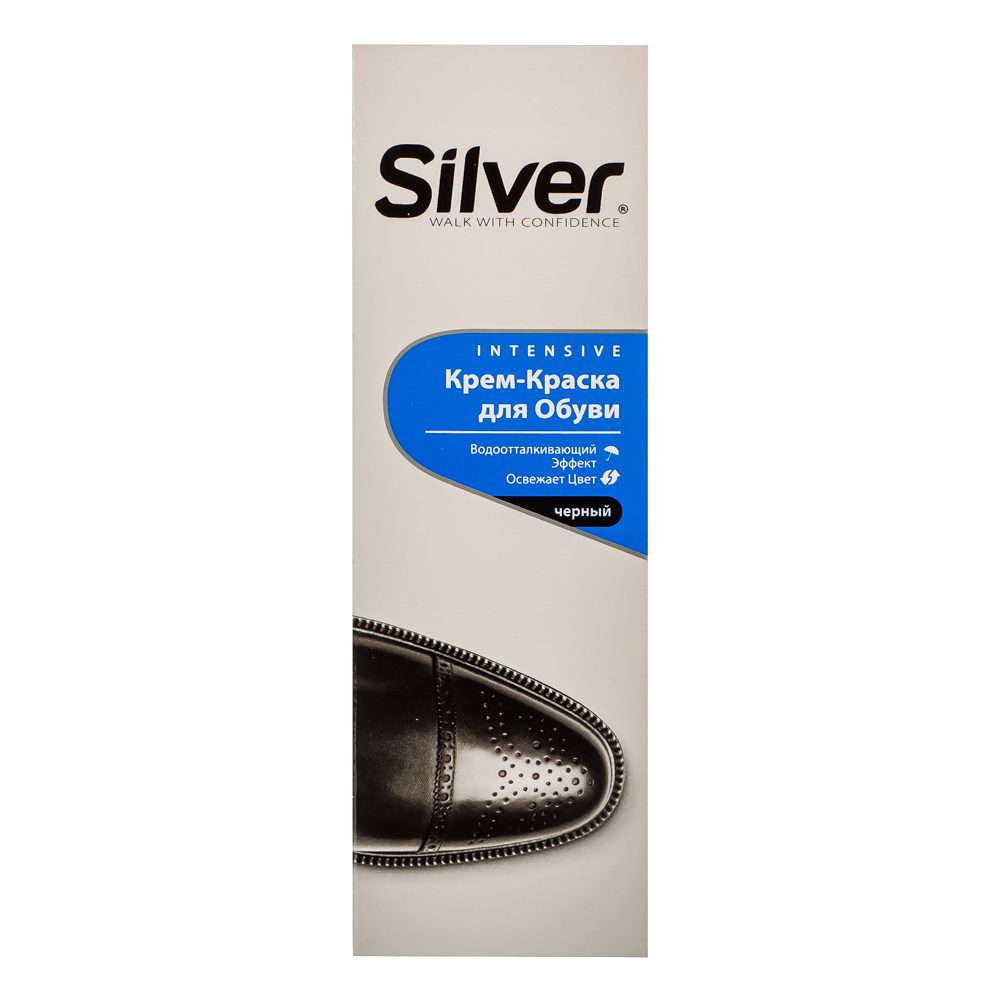 SILVER Крем-краска для обуви - тюбик 75 мл, черный, KB2001-01, арт.№ 459-005