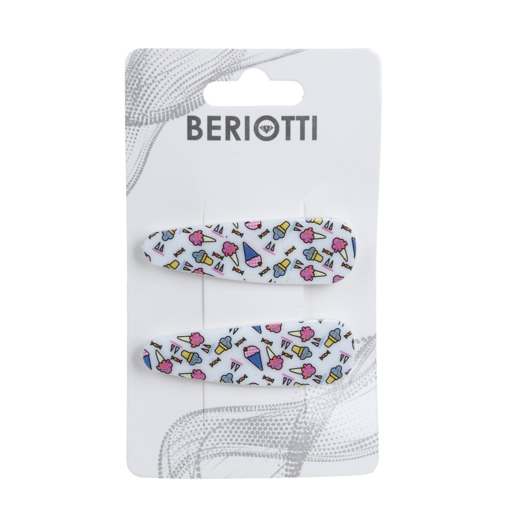 BERIOTTI Набор зажимов для волос 2шт, пластик, сплав, 5см, 6 цветов, арт.№ 321-275