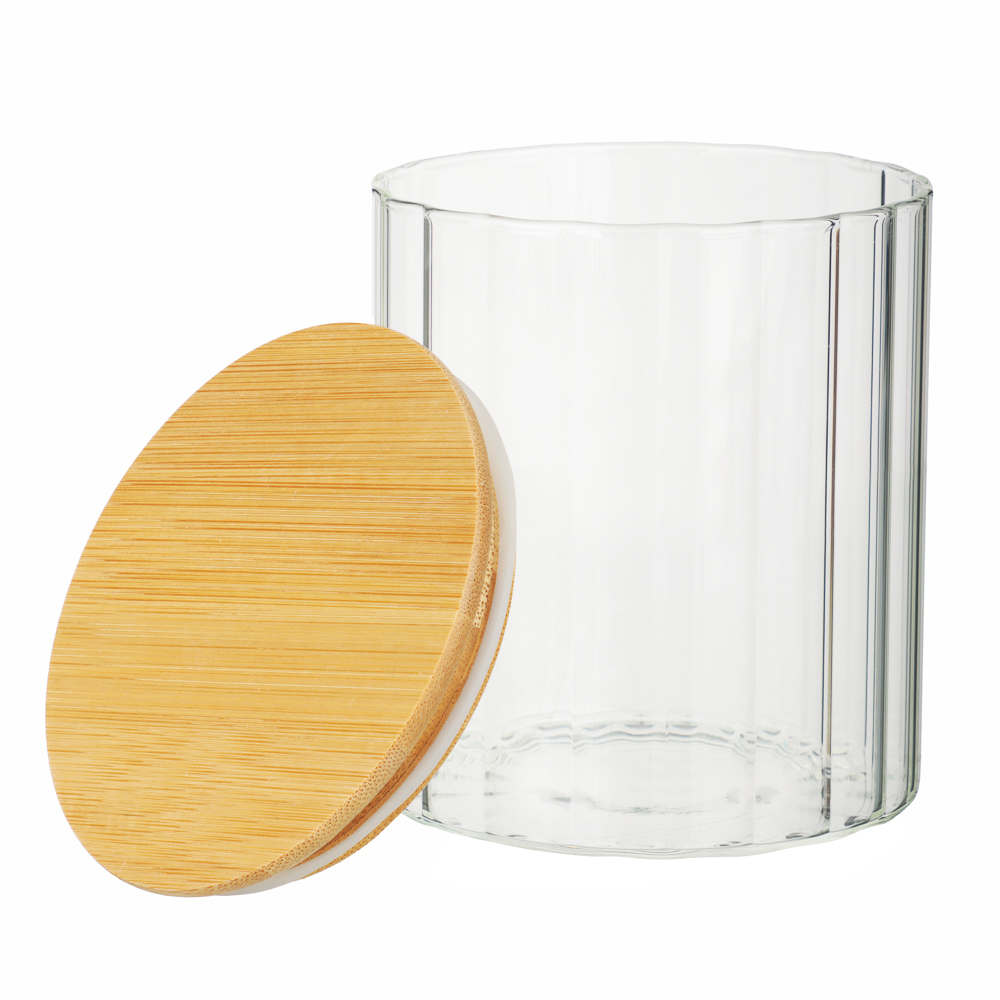 VETTA ЭКО Грани Банка для хранения 700мл, 11х10см, стекло, бамбук, арт.№ 828-320