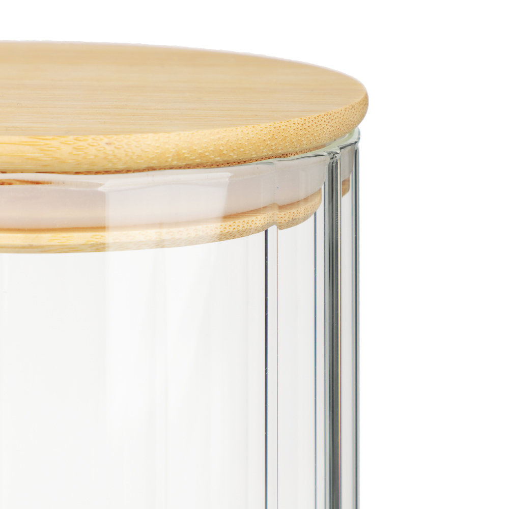 VETTA ЭКО Грани Банка для хранения 1100мл, 17х10см, стекло, бамбук, арт.№ 828-321