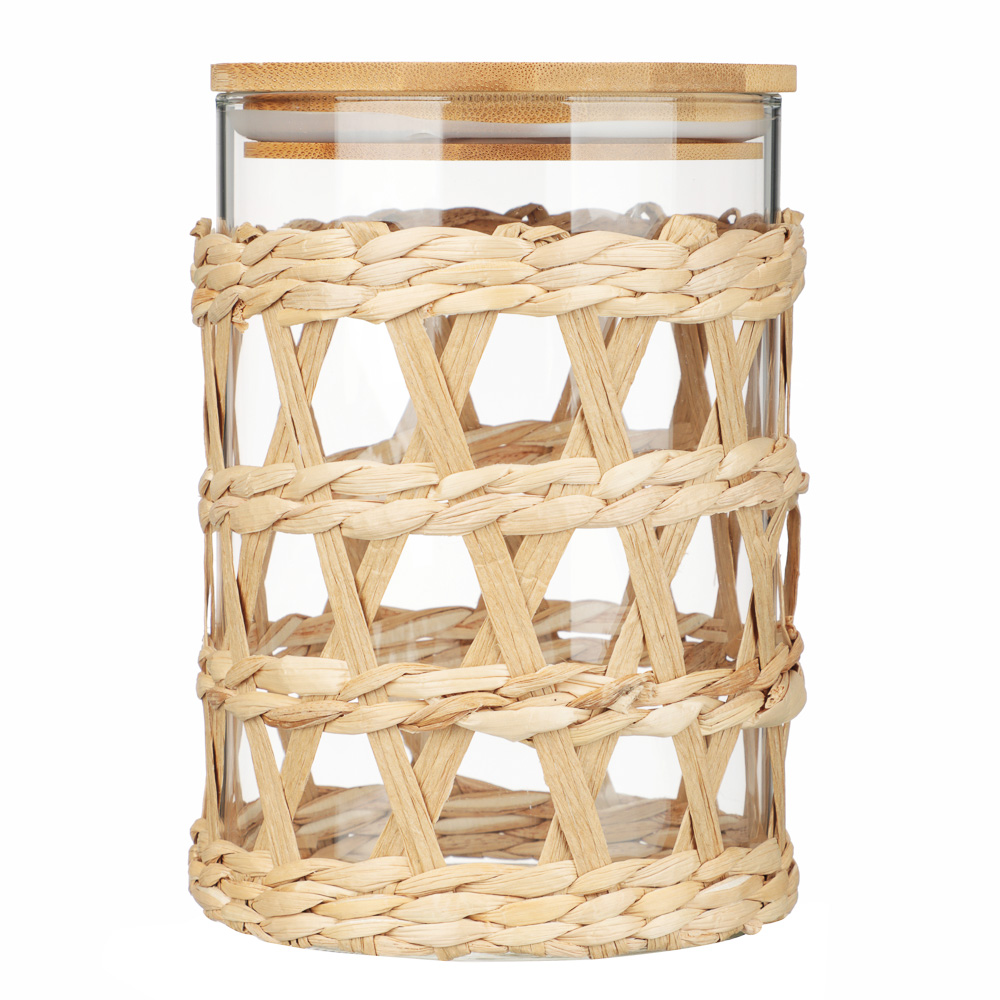 VETTA ЭКО Жгут Банка для хранения 1100мл, 16х11см, стекло, бамбук, арт.№ 828-323